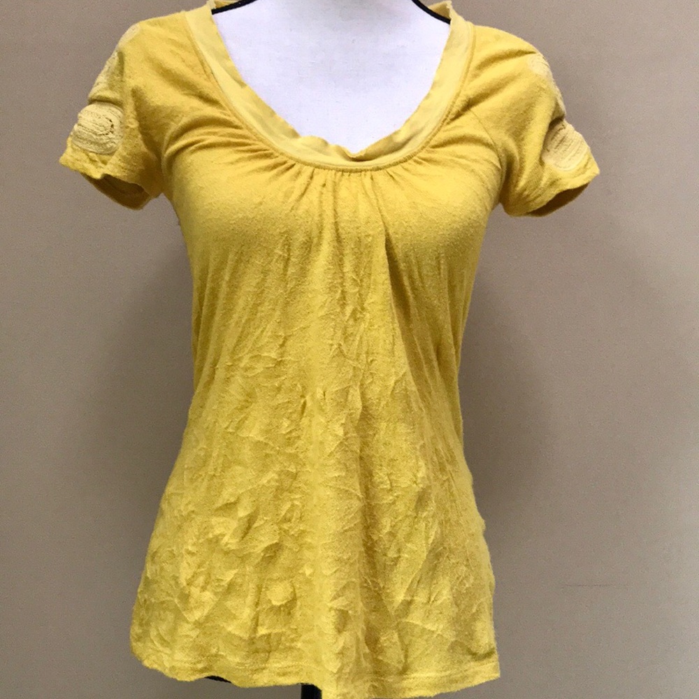 Anthropologie Yellow Textured Top